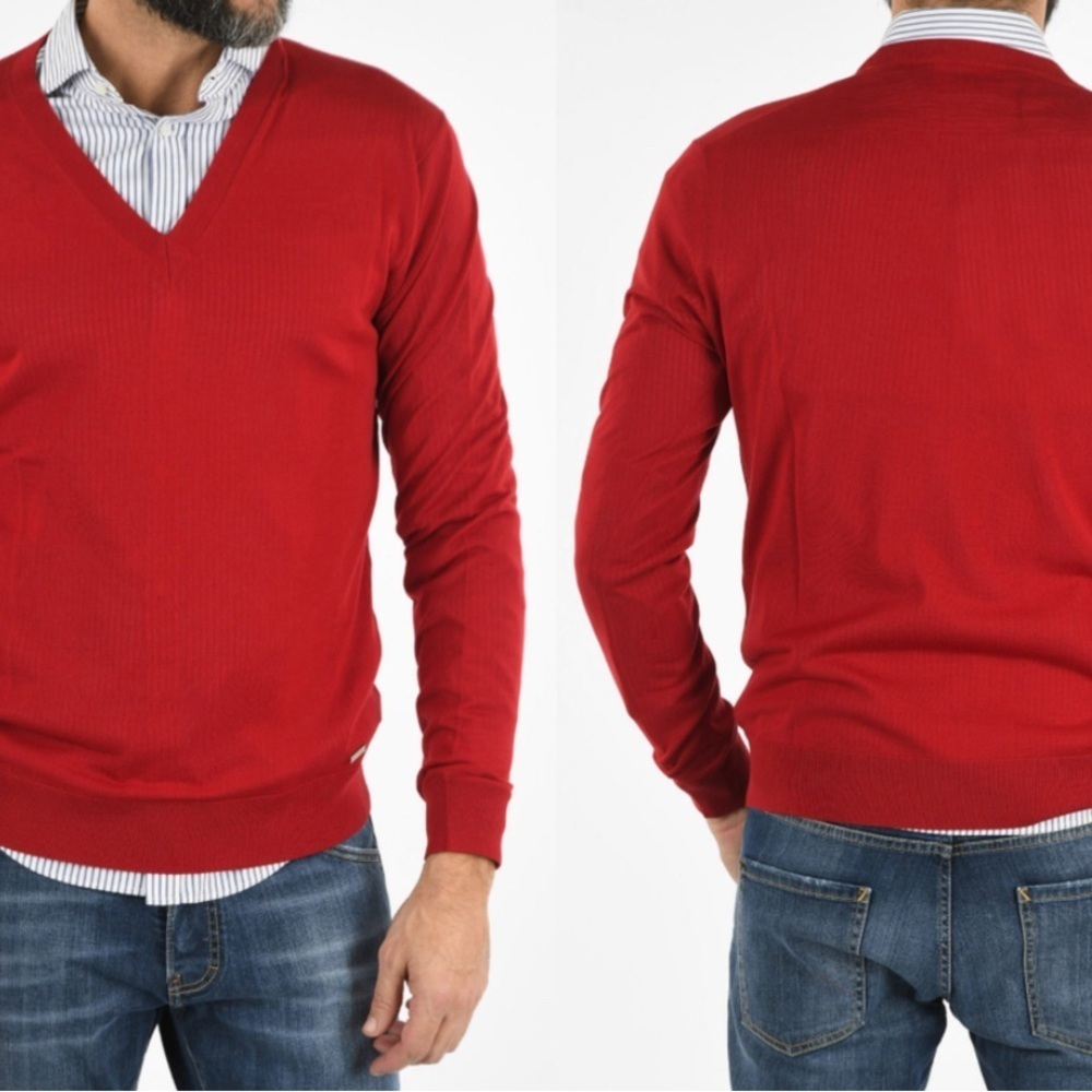 Sweater for Men imported exclusively from italy At Alexander red 100% wool red L